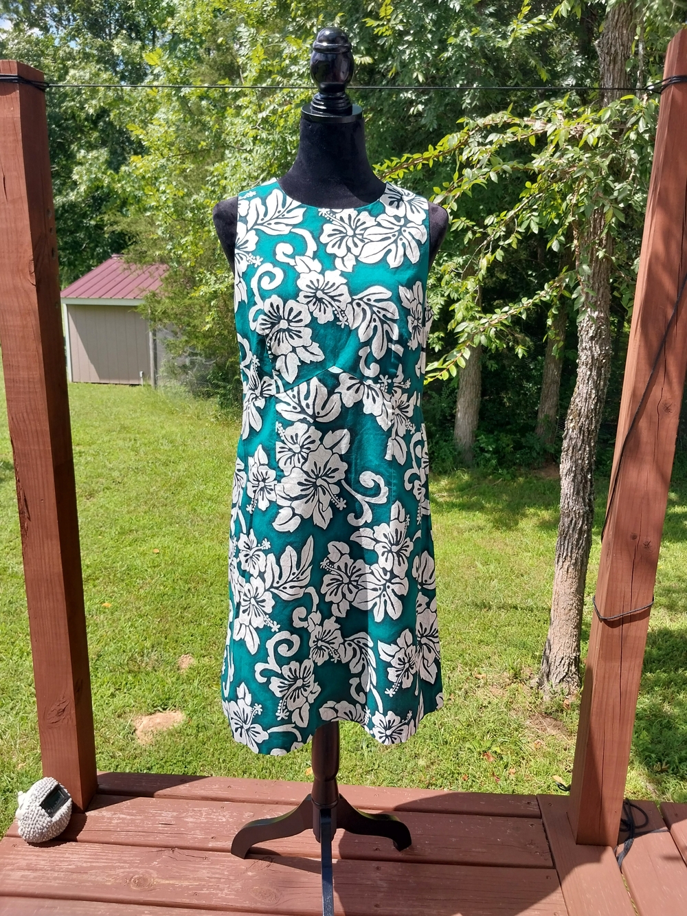 Sleeveless Teal Floral Midi Dress - Women